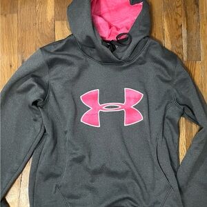 Under Armour Gray Hoodie with Pink Logo